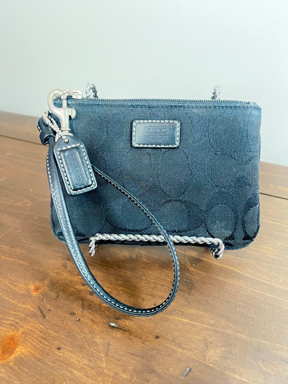 Black Coach Signature Jacquard Leather Black Wrislet